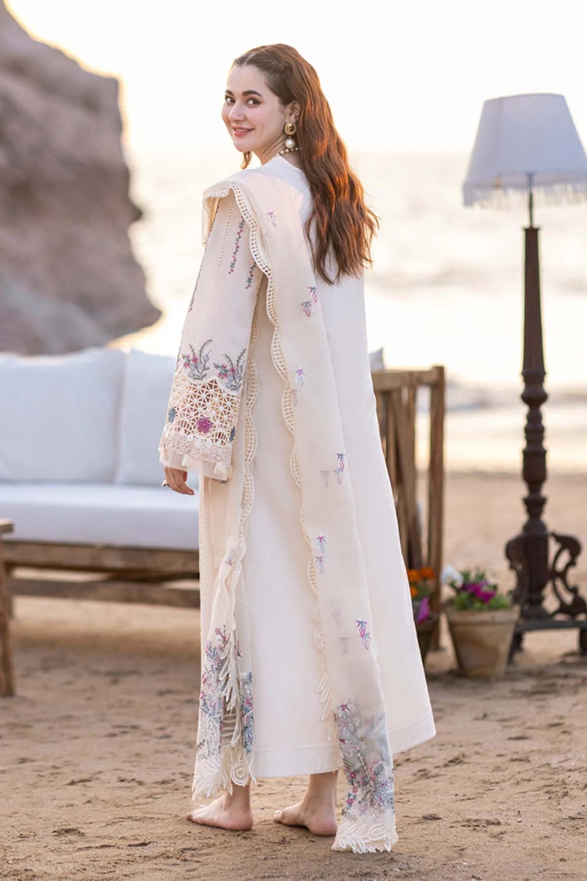Chikankari Multi Thread Embroidered Lawn 3-Piece Stitched Suit with Organza Dupatta | Ready To Wear