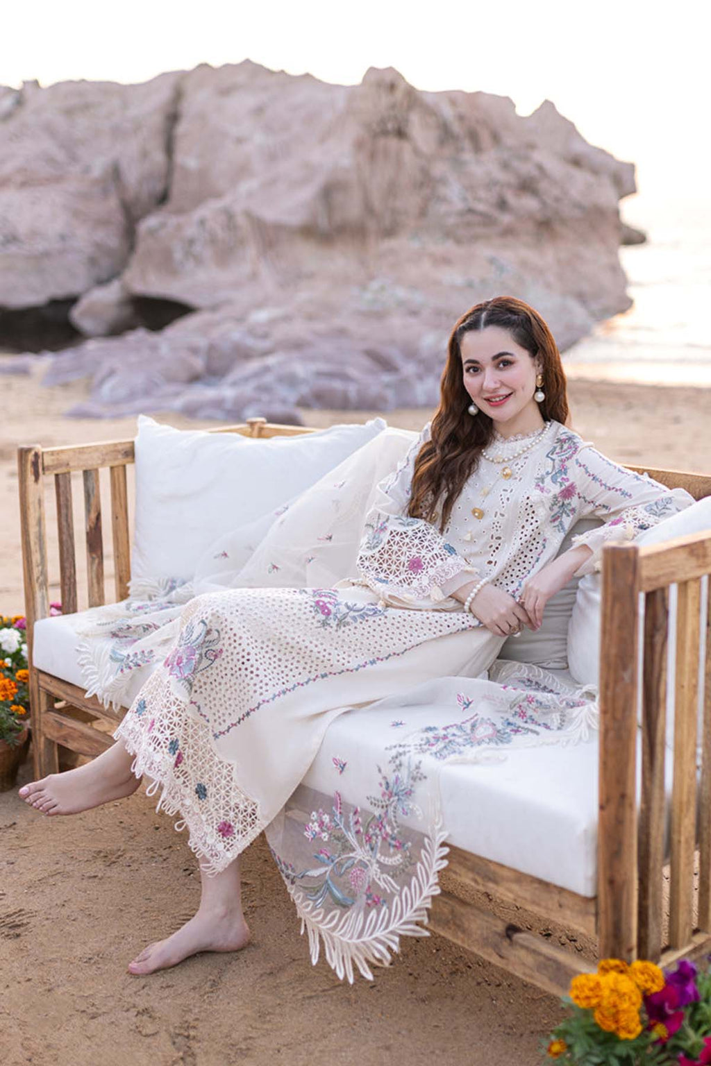 Chikankari Multi Thread Embroidered Lawn 3-Piece Stitched Suit with Organza Dupatta | Ready To Wear