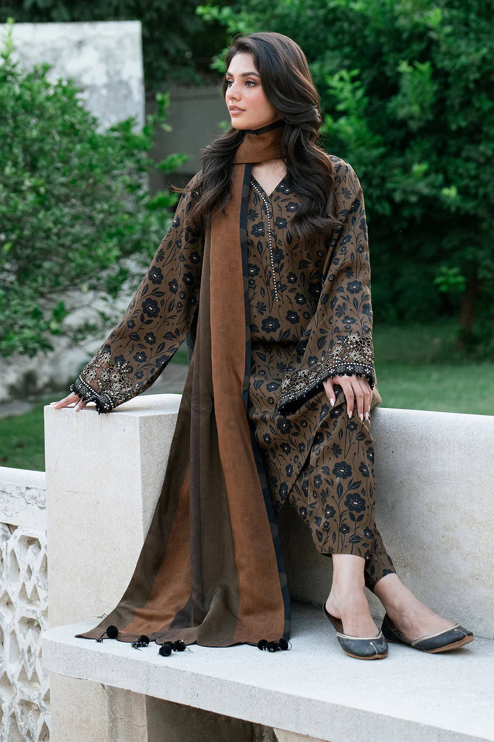 3 Piece Stitched Lawn Suit - Ready To Wear