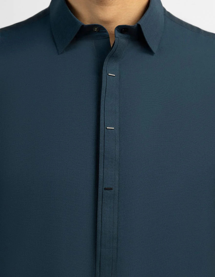 Electric Blue Blended Casual Kameez Shalwar for Men | Ready To Wear