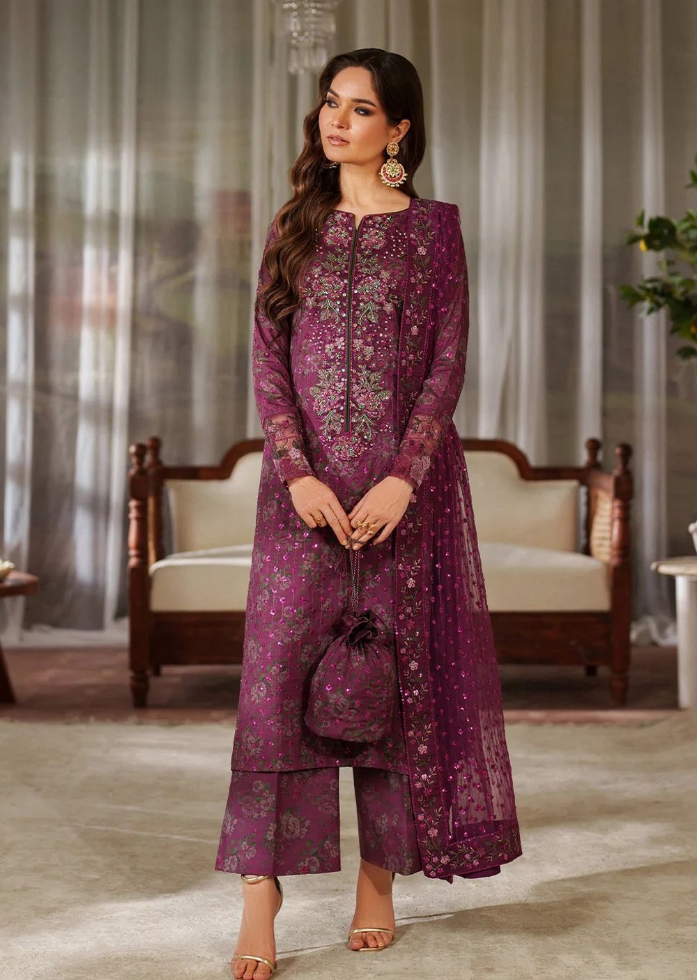 Heavy Embroidered Lawn 3-Piece Stitched Suit – Ready To Wear