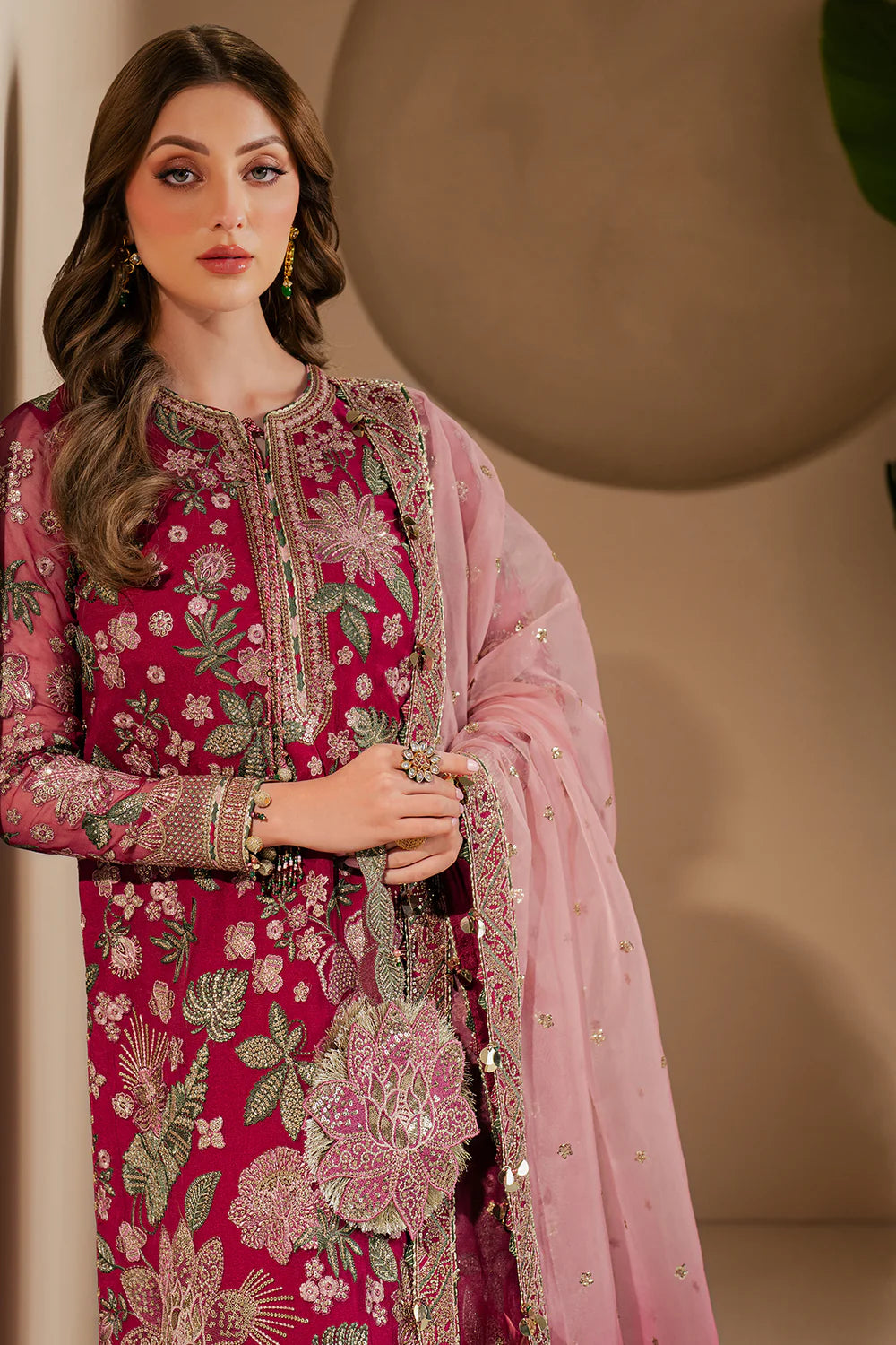 Embroidered Chiffon 3-Piece Stitched Suit with Net Dupatta & Silk Trouser | Ready To Wear