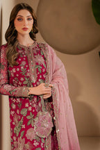 Embroidered Chiffon 3-Piece Stitched Suit with Net Dupatta & Silk Trouser | Ready To Wear