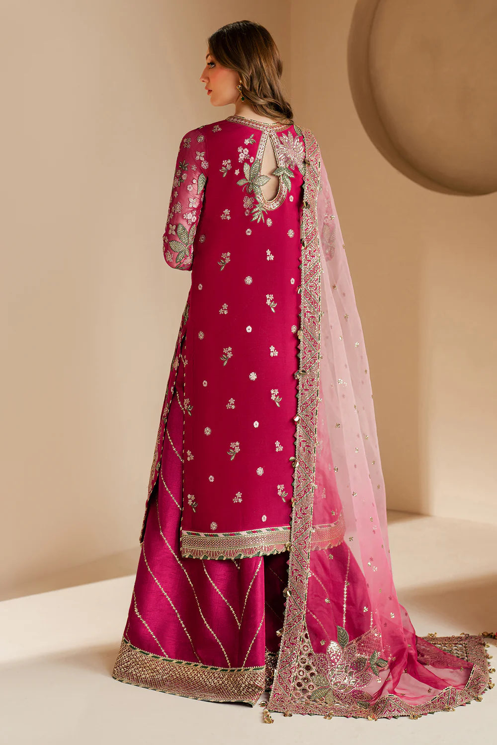 Embroidered Chiffon 3-Piece Stitched Suit with Net Dupatta & Silk Trouser | Ready To Wear