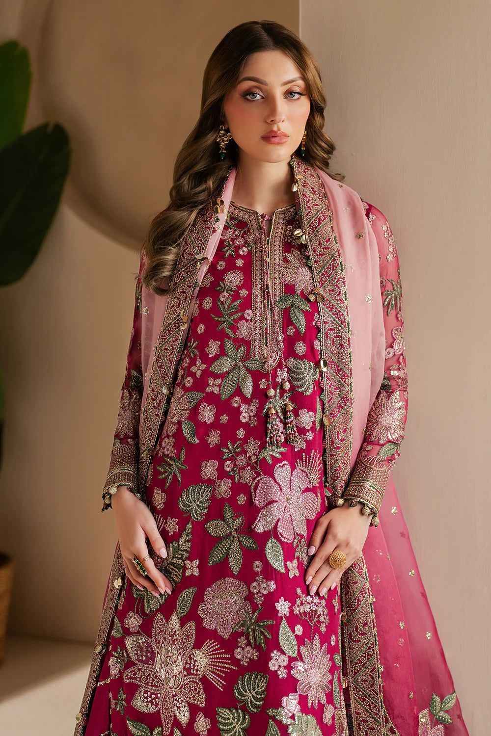 Embroidered Chiffon 3-Piece Stitched Suit with Net Dupatta & Silk Trouser | Ready To Wear