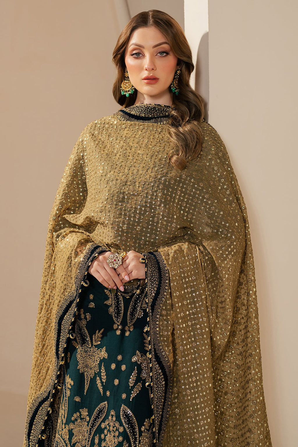 Embroidered Chiffon 3-Piece Stitched Suit with Organza Border & Malai Crape Trouser | Ready To Wear