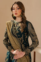 Embroidered Chiffon 3-Piece Stitched Suit with Organza Border & Malai Crape Trouser | Ready To Wear