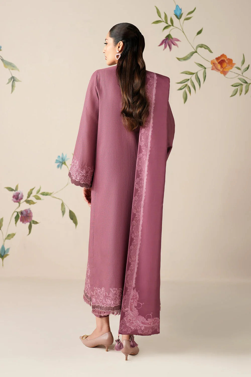 3 Piece Stitched Embroidery Khaddar Suit - Ready To Wear