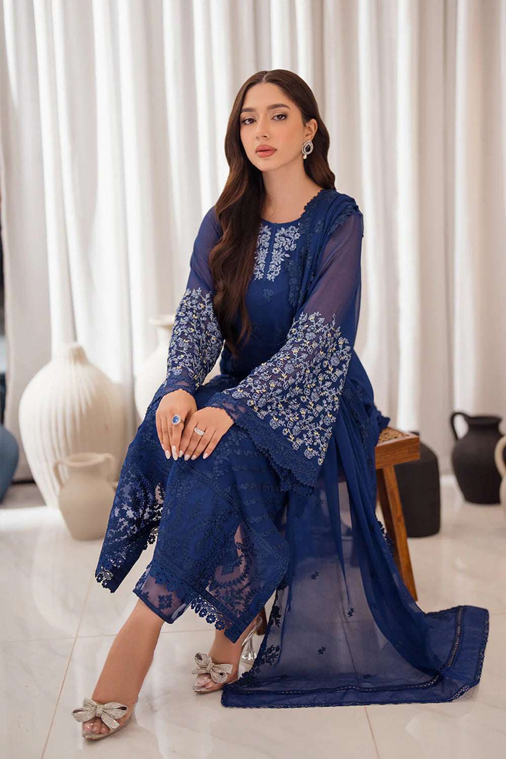 03 Piece Stitched Chiffon Suit - Ready To Wear