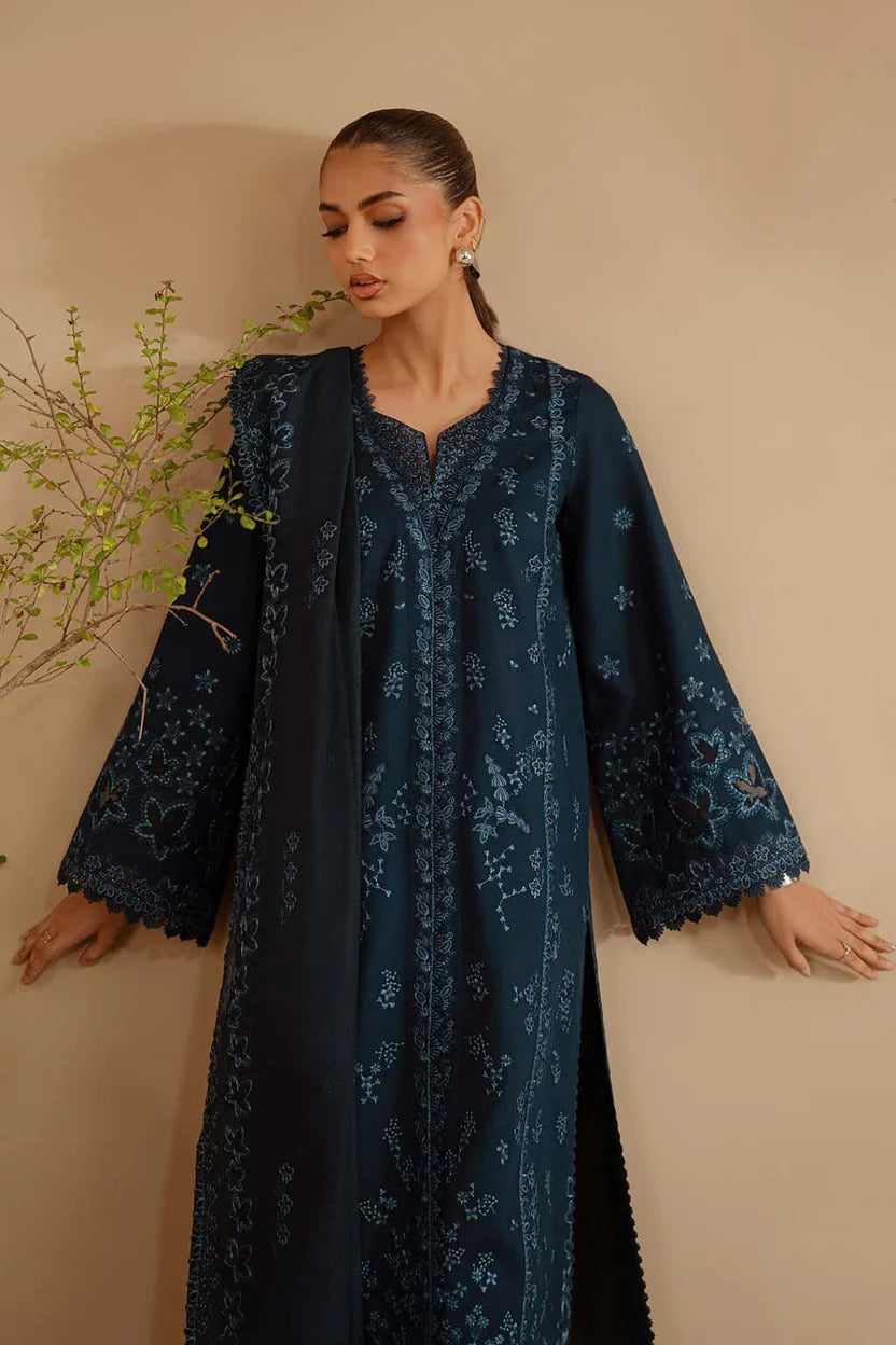 3 Piece Stitched Cotton Fabric Suit - Ready To Wear