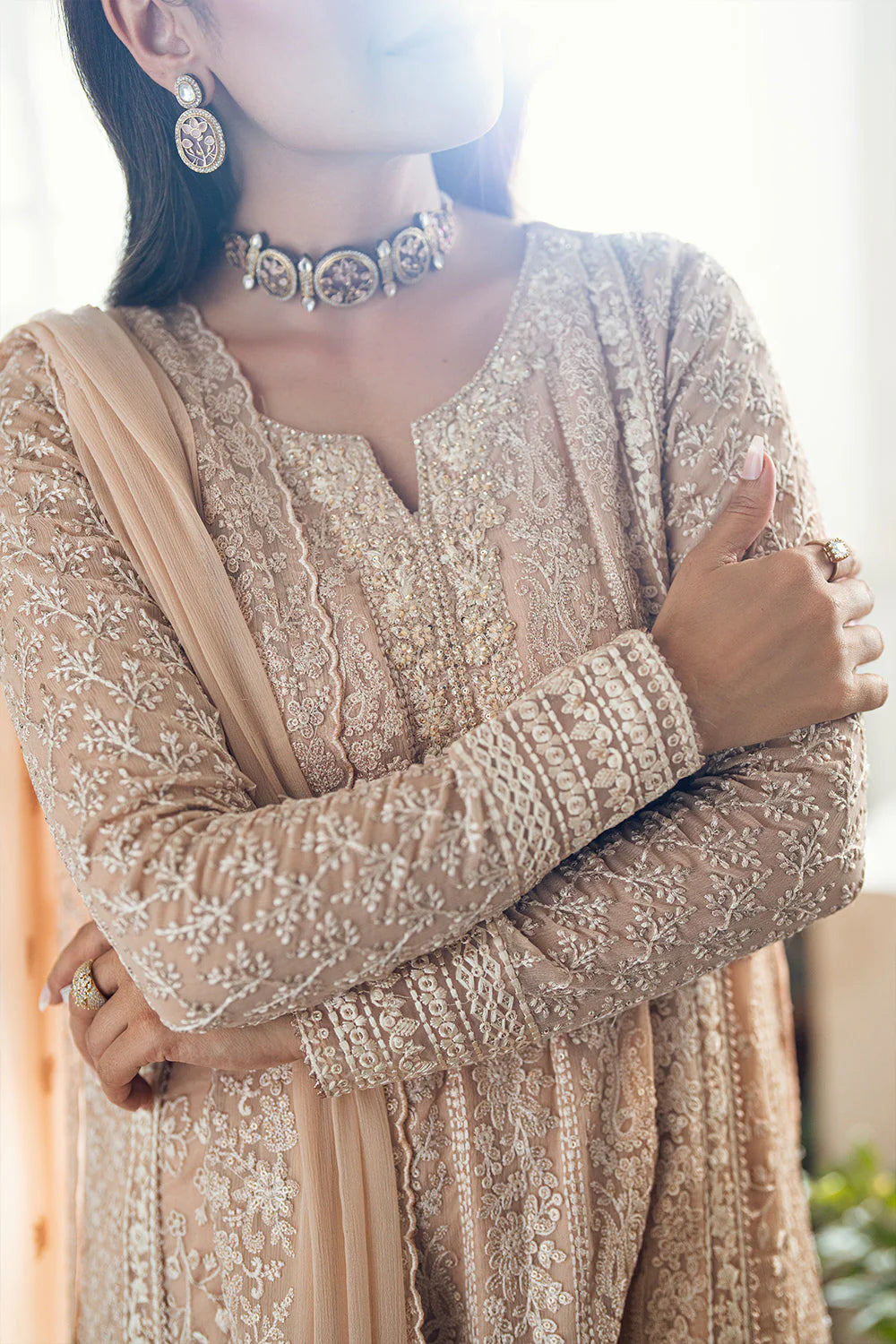 03 Piece Stitched Embroidery Chiffon Suit - Ready To Wear