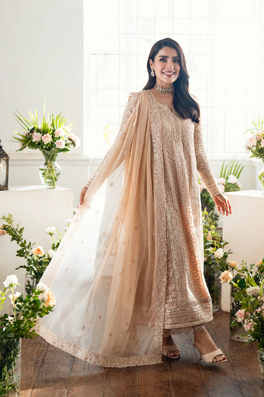 03 Piece Stitched Embroidery Chiffon Suit - Ready To Wear