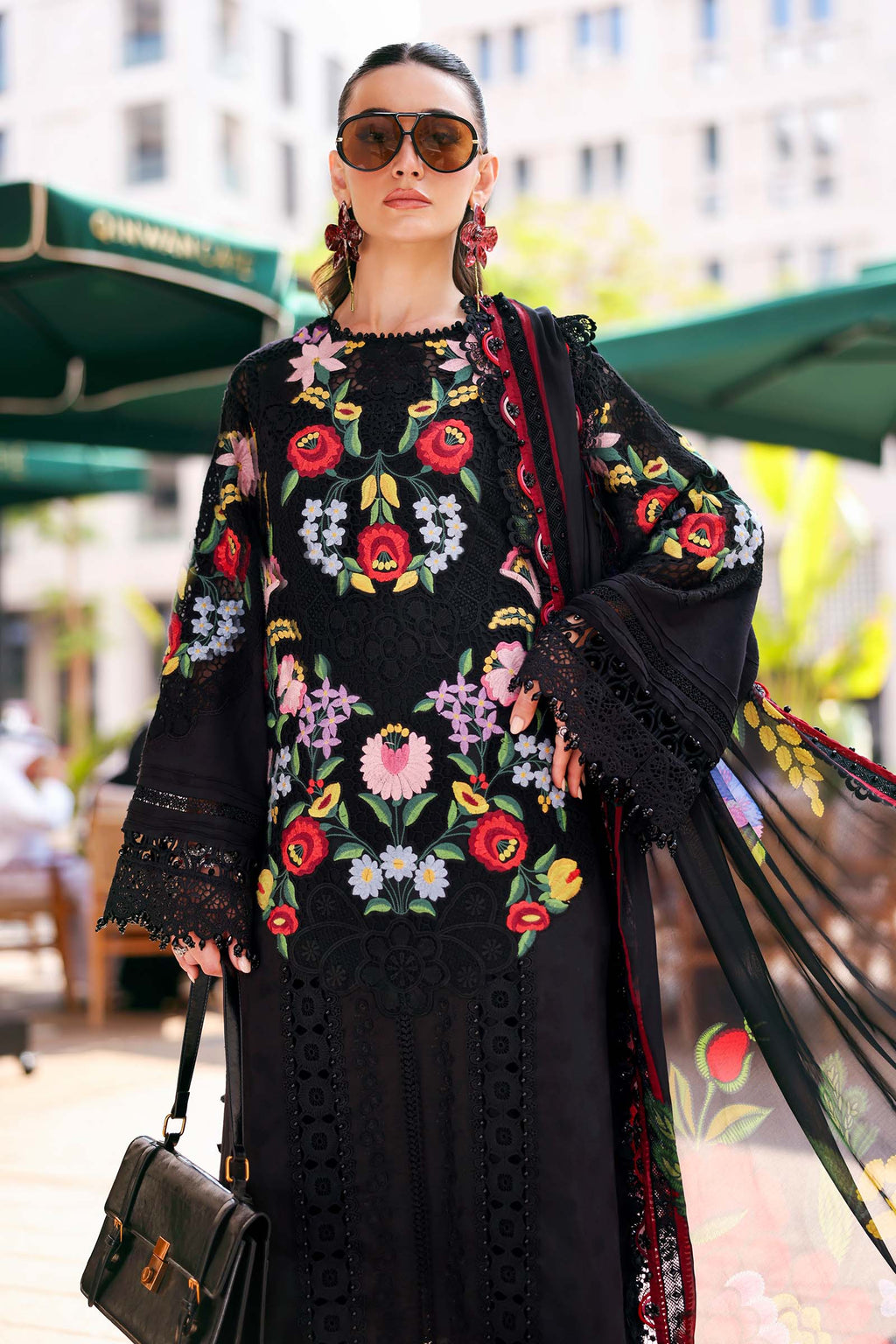 Dyed Jacquard Lawn 3-Piece Stitched Suit with Organza Details & Silk Dupatta | Ready To Wear