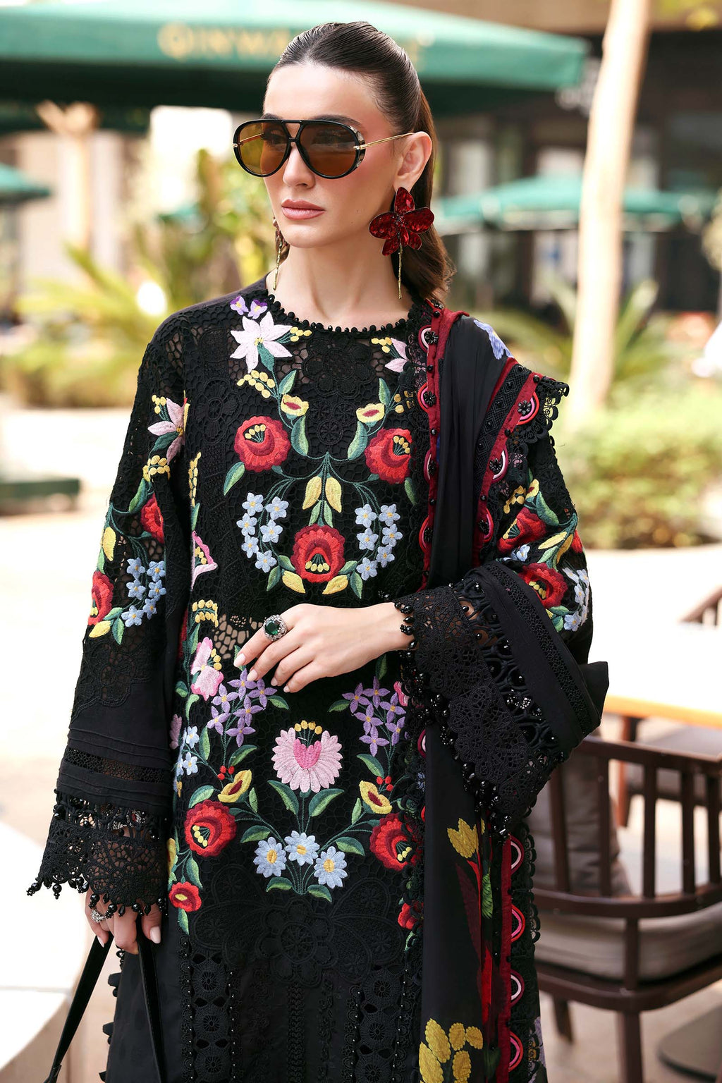Dyed Jacquard Lawn 3-Piece Stitched Suit with Organza Details & Silk Dupatta | Ready To Wear