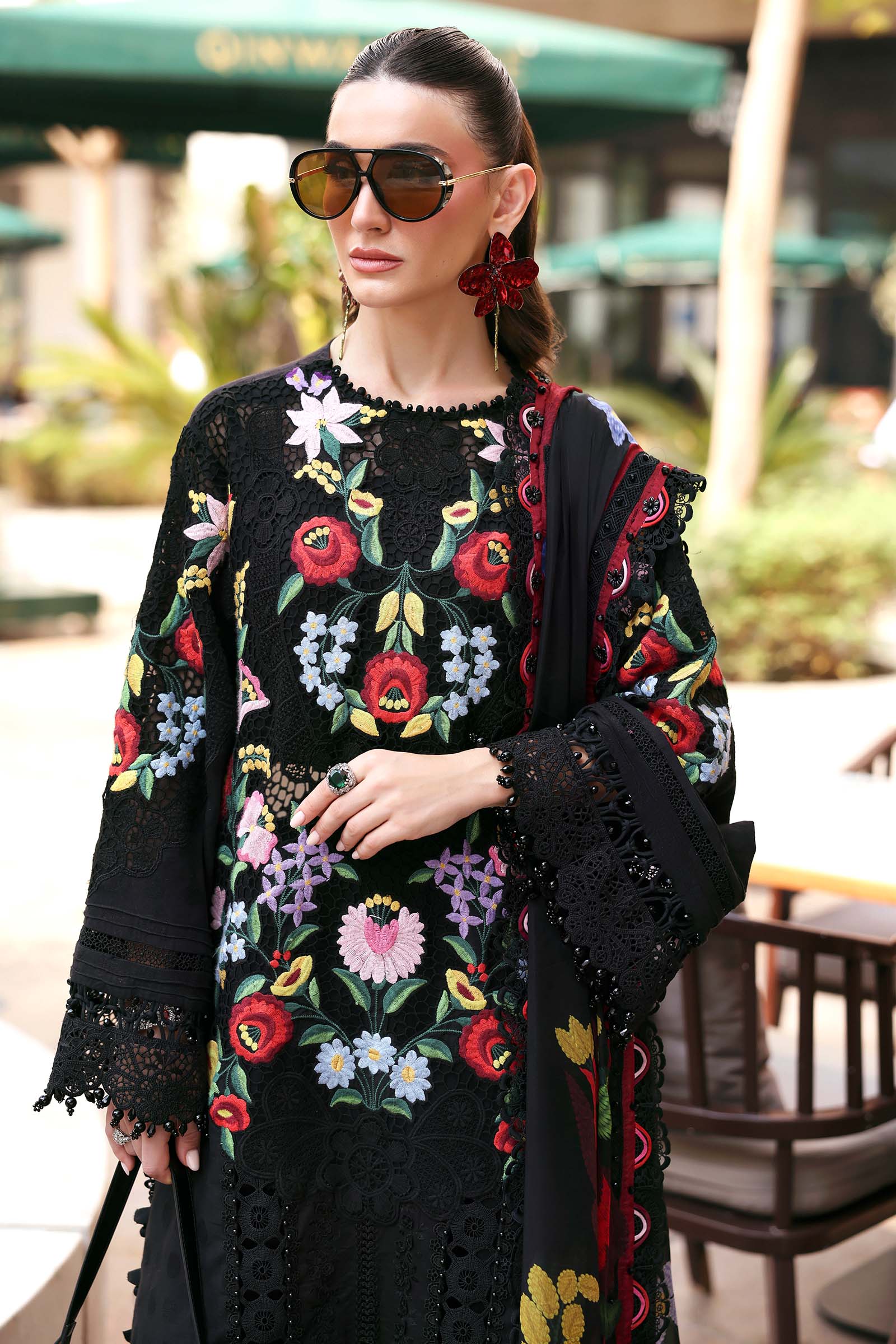 Dyed Jacquard Lawn 3-Piece Stitched Suit with Organza Details & Silk Dupatta | Ready To Wear