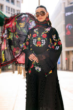 Dyed Jacquard Lawn 3-Piece Stitched Suit with Organza Details & Silk Dupatta | Ready To Wear