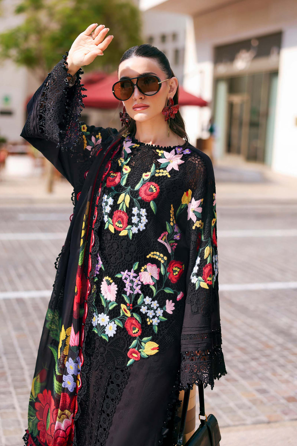 Dyed Jacquard Lawn 3-Piece Stitched Suit with Organza Details & Silk Dupatta | Ready To Wear