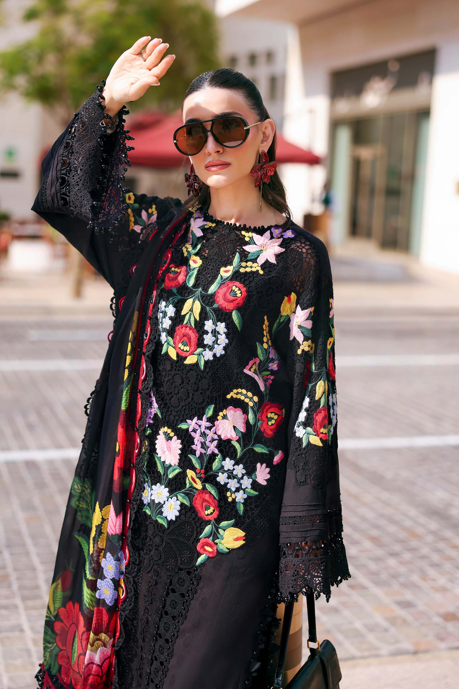 Dyed Jacquard Lawn 3-Piece Stitched Suit with Organza Details & Silk Dupatta | Ready To Wear