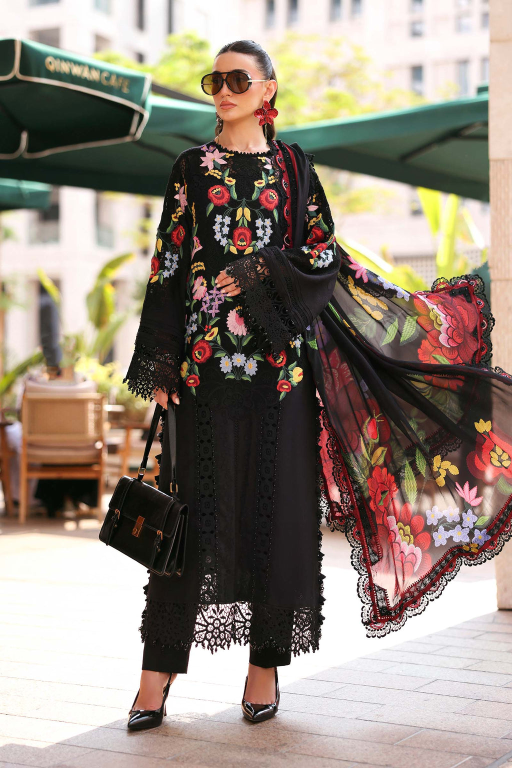 Dyed Jacquard Lawn 3-Piece Stitched Suit with Organza Details & Silk Dupatta | Ready To Wear