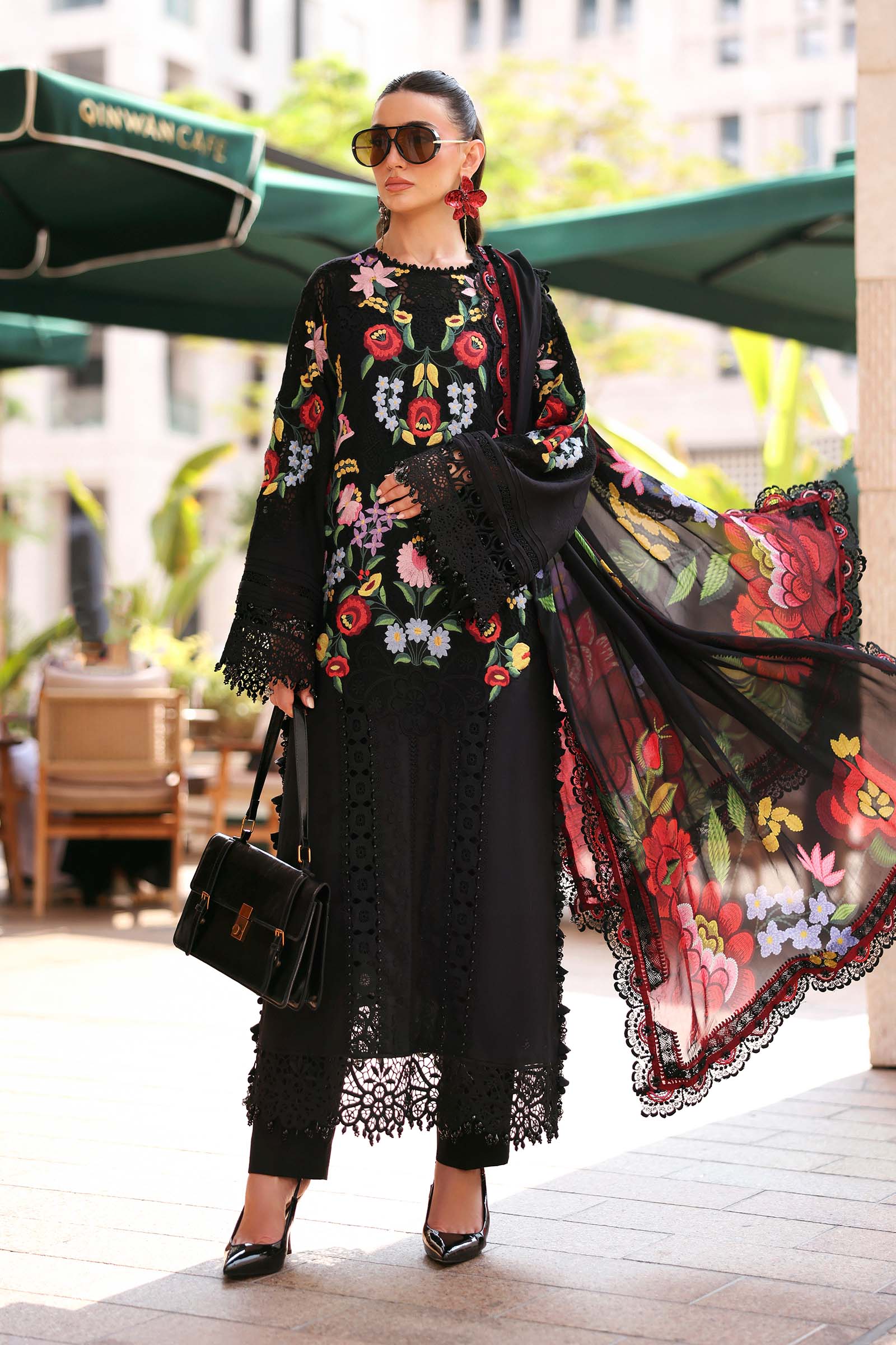 Dyed Jacquard Lawn 3-Piece Stitched Suit with Organza Details & Silk Dupatta | Ready To Wear