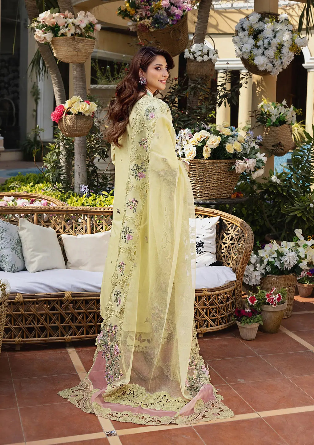 Embroidered Lawn 3-Piece Stitched Suit with Organza Details & Cotton Net Dupatta | Ready To Wear