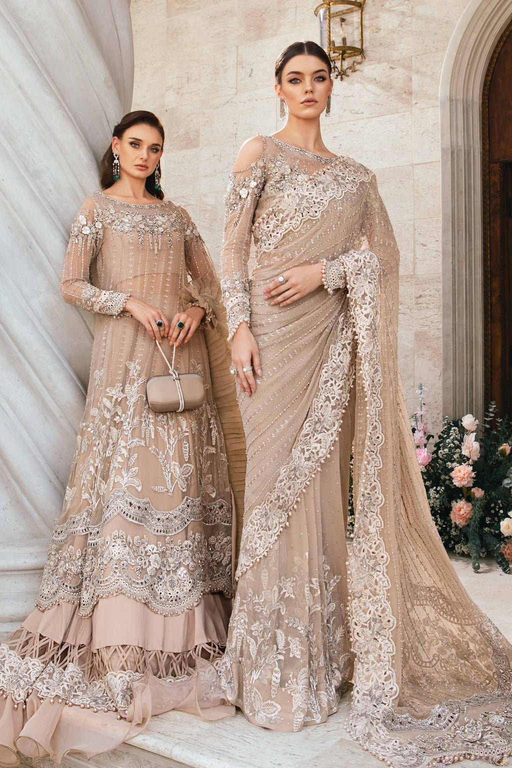 Heavy Embroidered Net 3-Piece Stitched Suit with Adda Work & Jhall Embroidered Dupatta | Ready To Wear