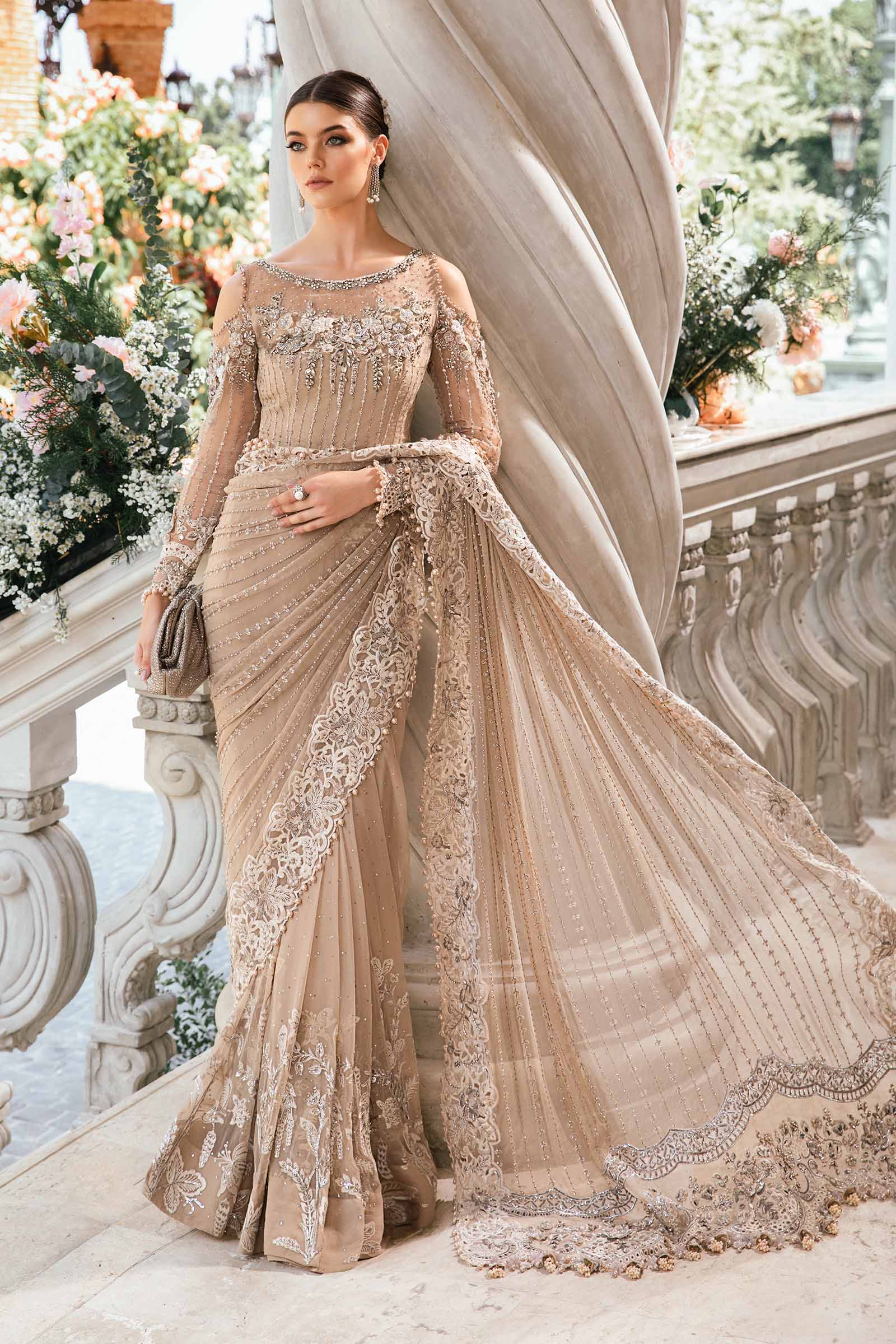 Heavy Embroidered Net 3-Piece Stitched Suit with Adda Work & Jhall Embroidered Dupatta | Ready To Wear