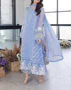 03 Piece Stitched Organza Full Embroidered Suit - Ready To Wear