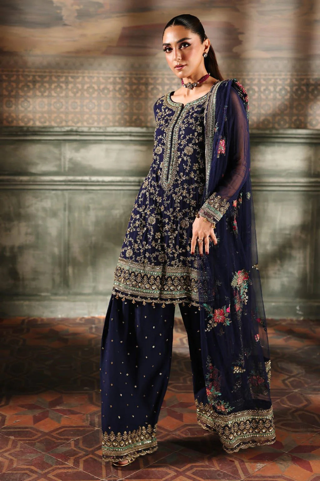 03 Piece Stitched Chiffon Suit - Ready To Wear