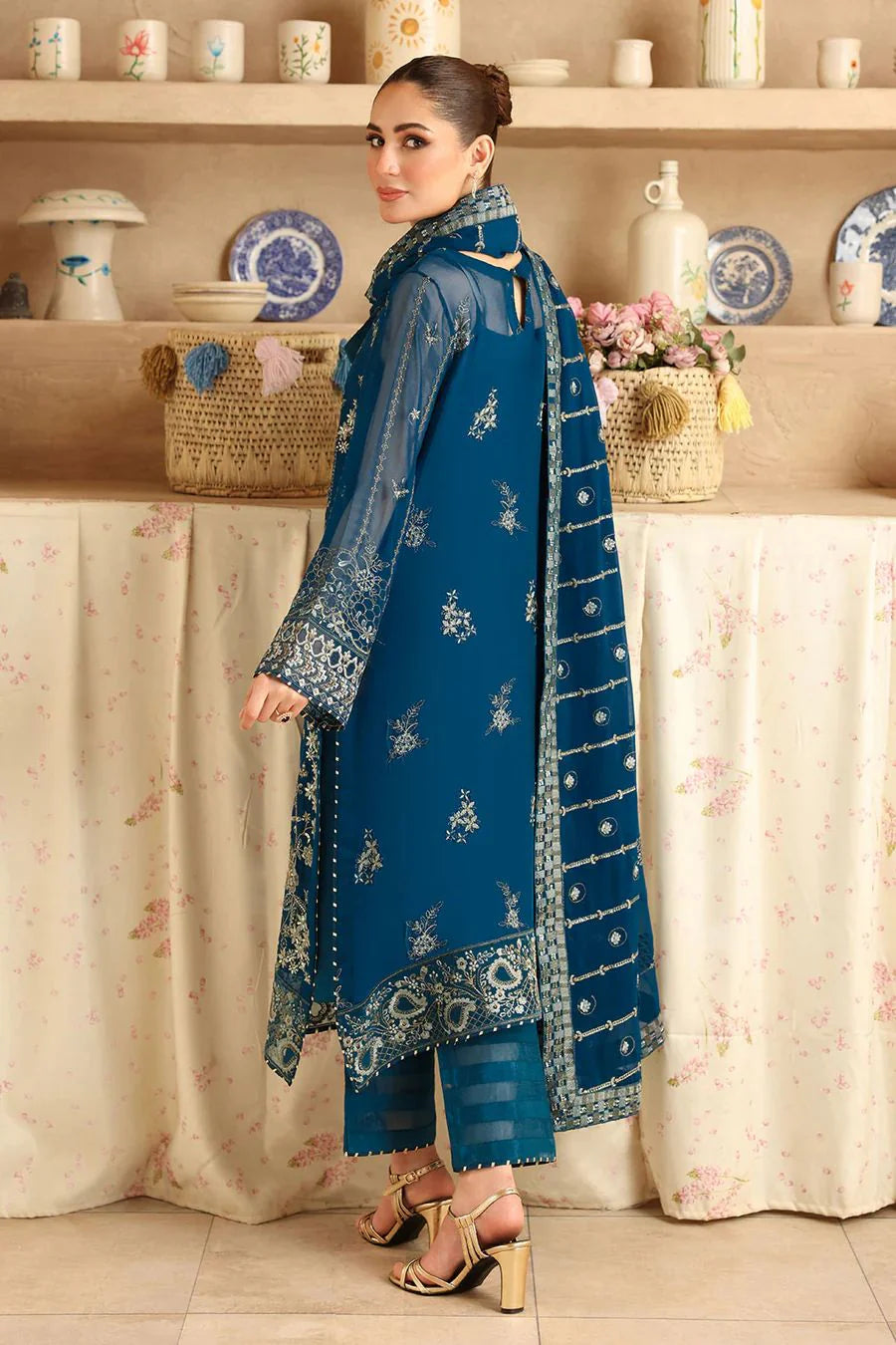 03 Piece Stitched Chiffon Suit - Ready To Wear