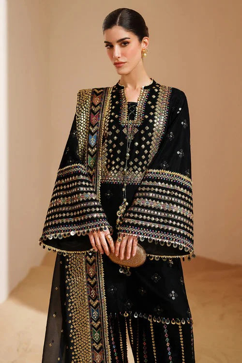 3 Piece Stitched Velvet Suit - Ready To Wear
