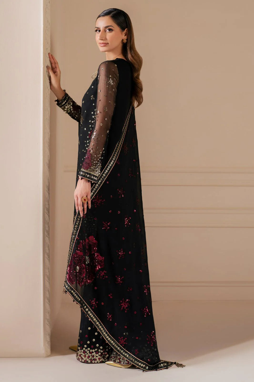 03 Piece Stitched Chiffon Suit - Ready To Wear