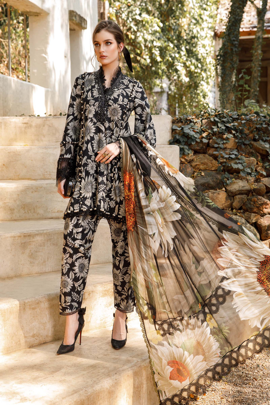 Embroidered Printed Lawn 3-Piece Stitched Suit – A Line Style Ready To Wear