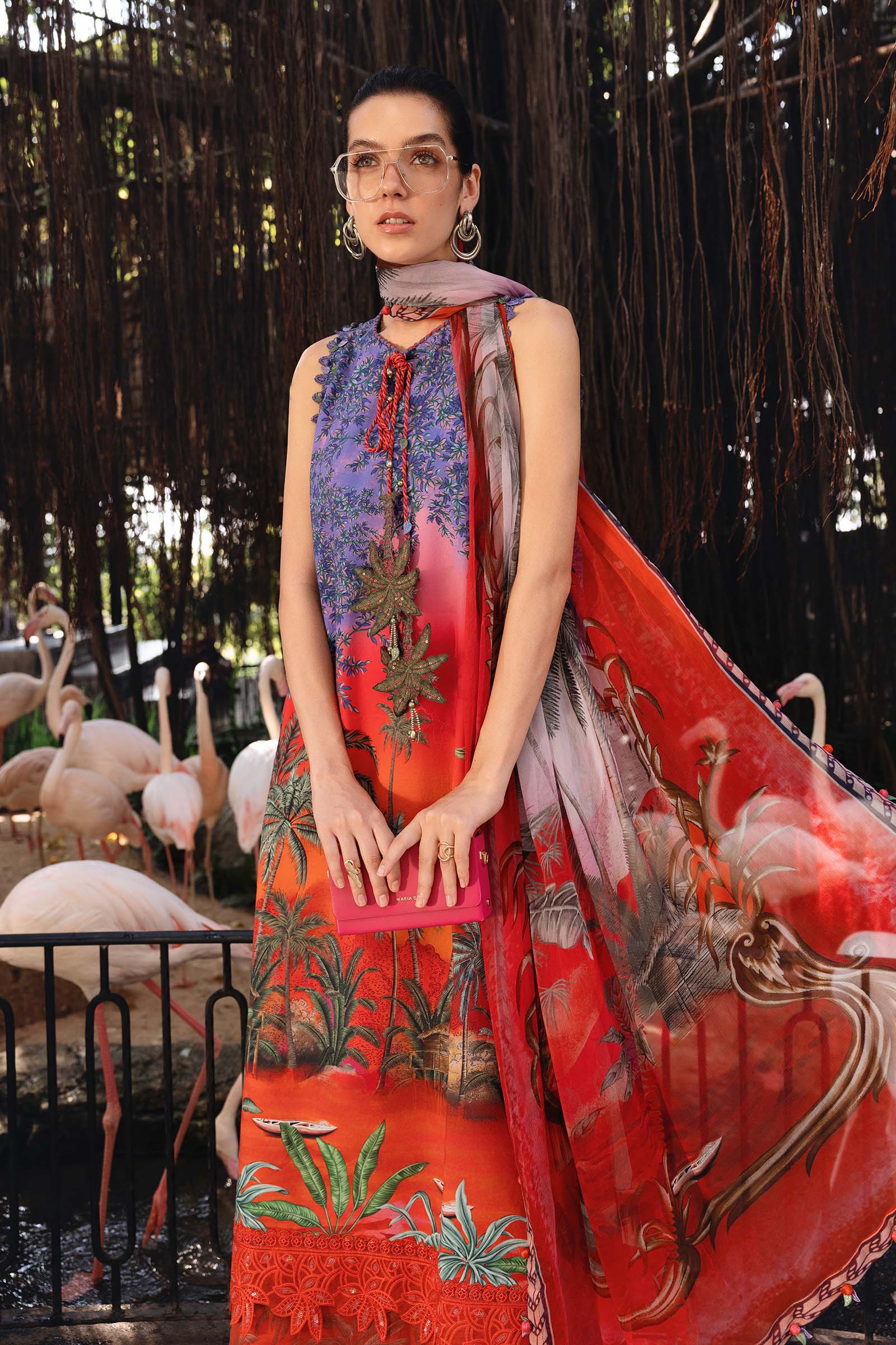 Printed Lawn 3-Piece Stitched Suit with Embroidered Patti & Chiffon Dupatta | Ready To Wear