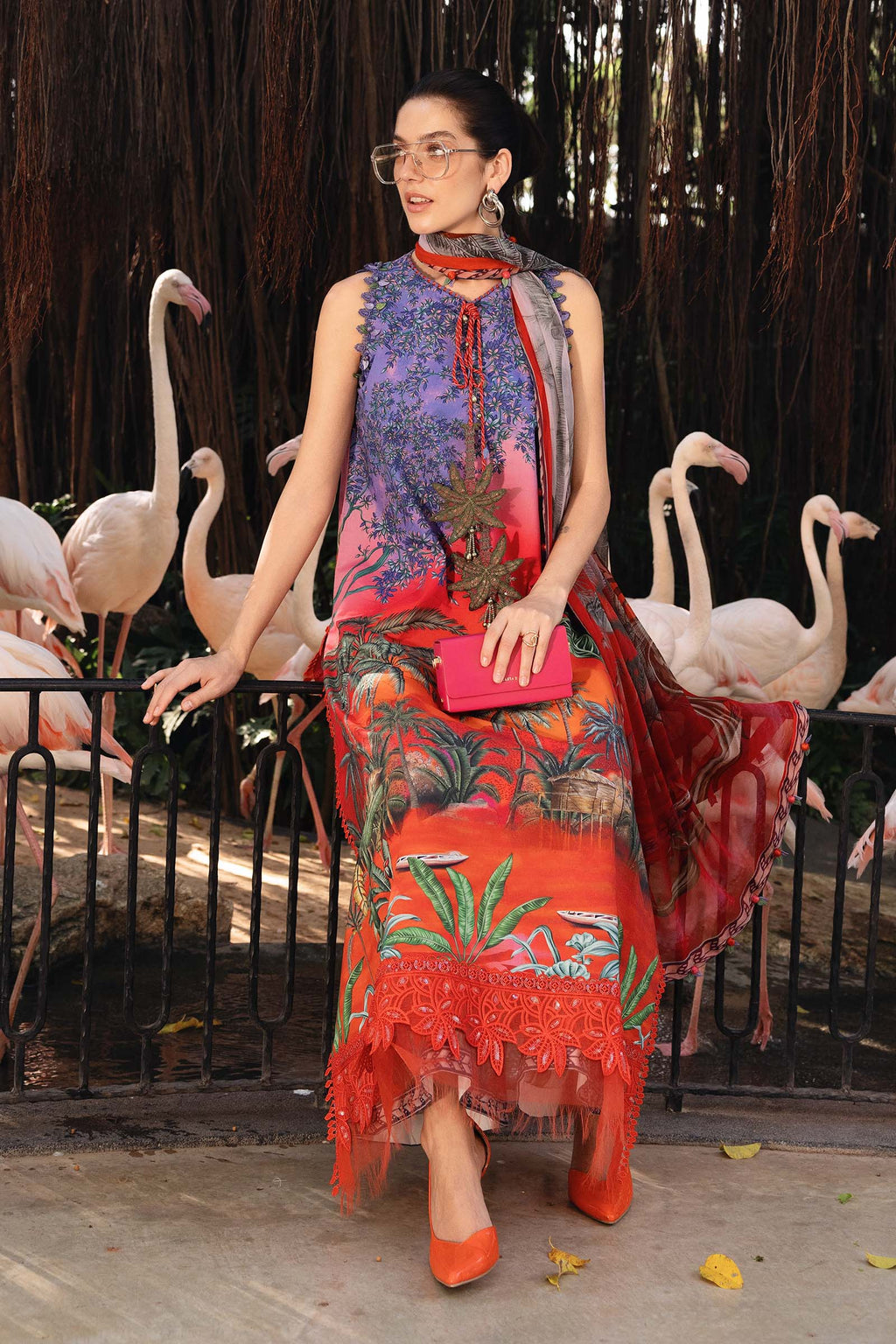 Printed Lawn 3-Piece Stitched Suit with Embroidered Patti & Chiffon Dupatta | Ready To Wear