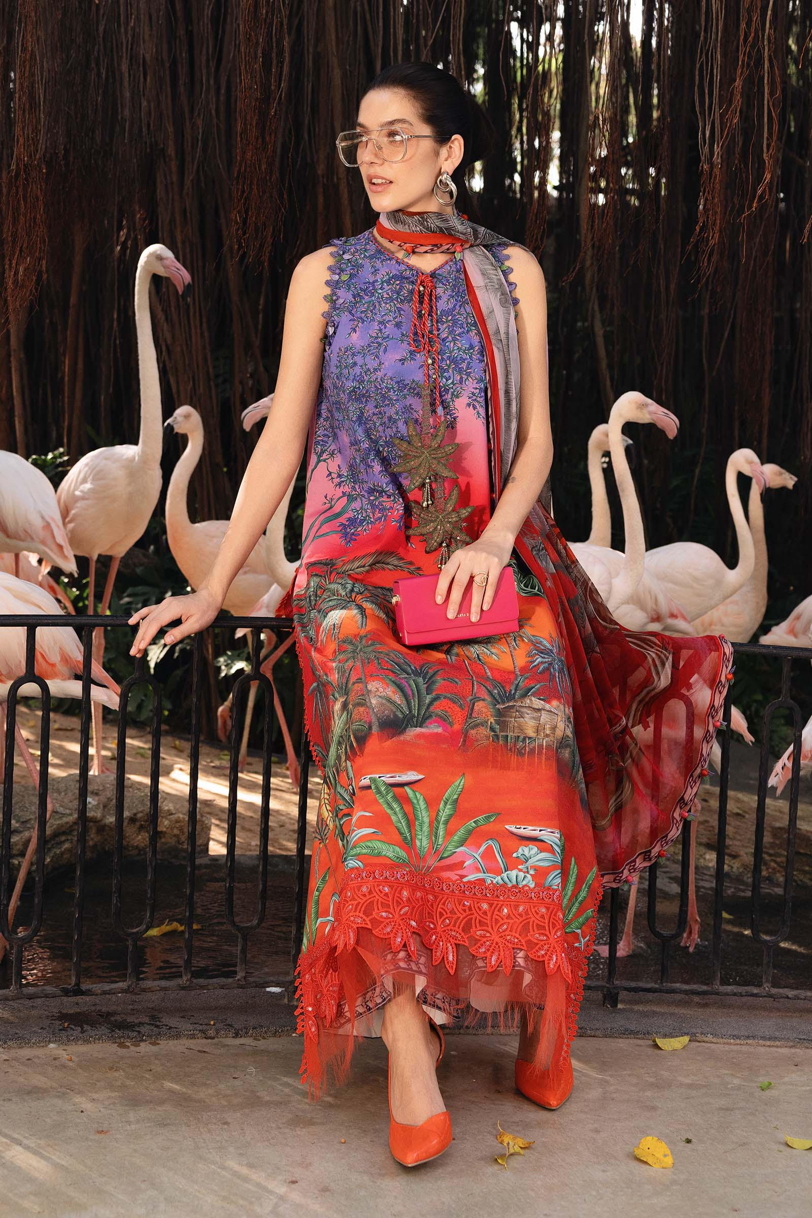 Printed Lawn 3-Piece Stitched Suit with Embroidered Patti & Chiffon Dupatta | Ready To Wear