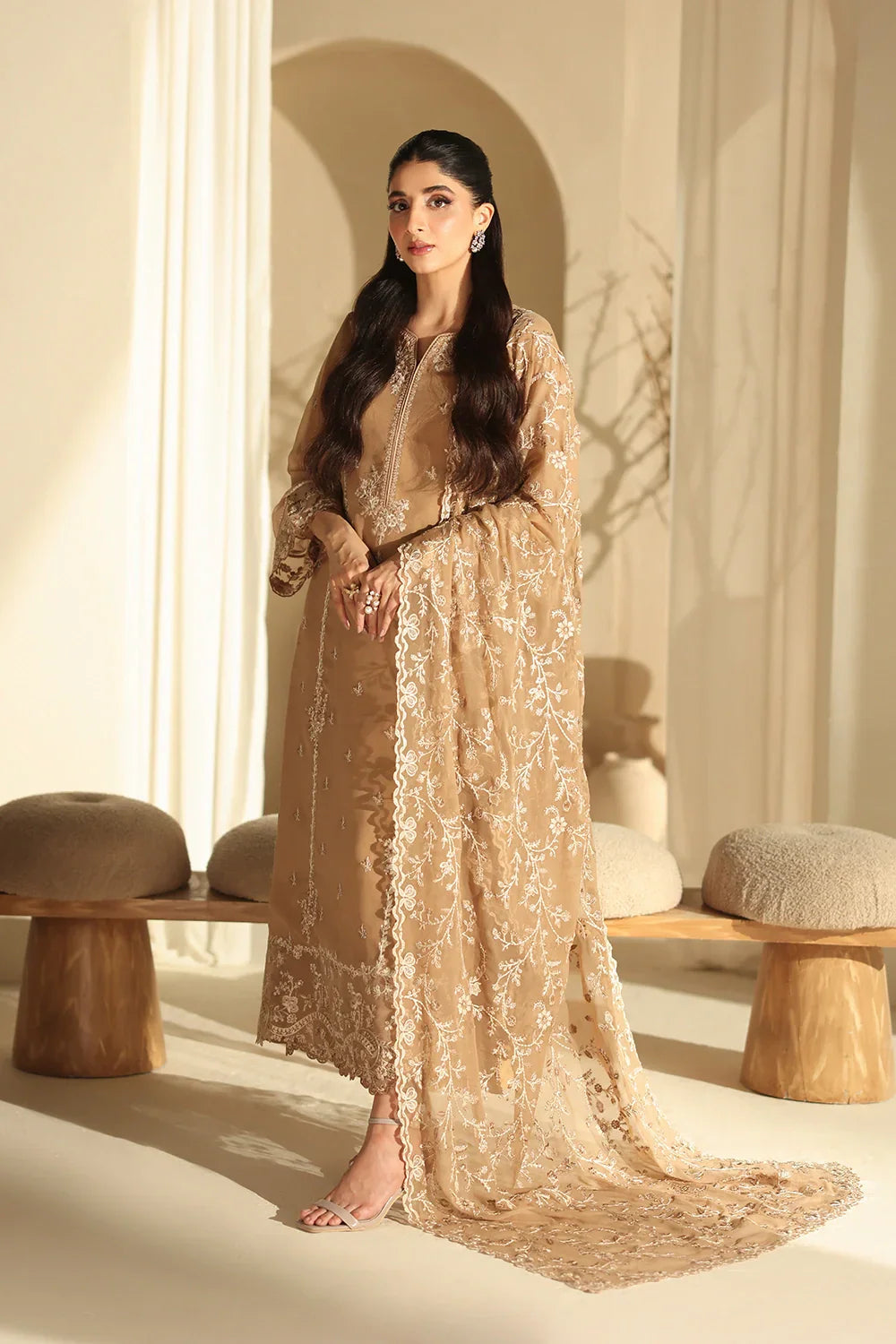 03-Piece Pure Chiffon Suit With Embroidery - Ready to Wear