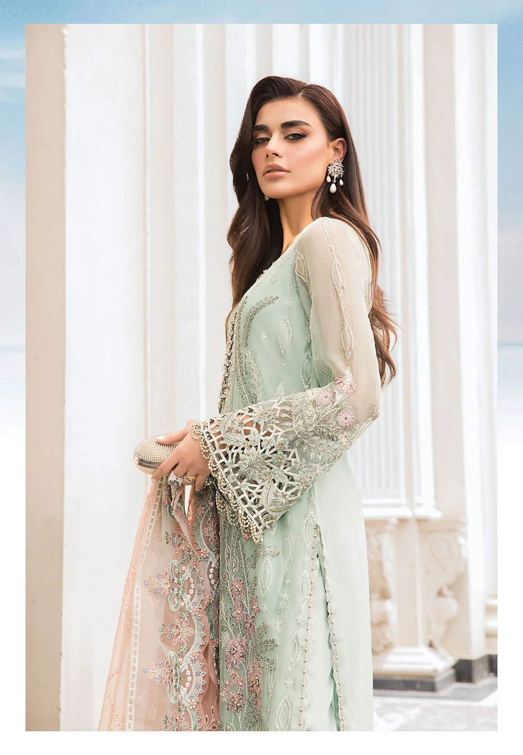 03 Piece Stitched Chiffon Embroidery Suit - Ready To Wear