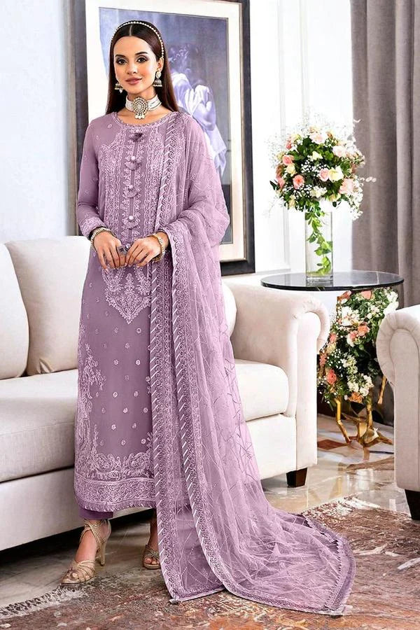 03 Piece Stitched Chiffon Suit - Ready To Wear
