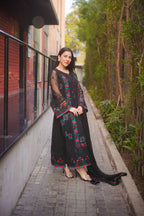 03 Piece Stitched Chiffon Embroidered Suit - Ready To Wear