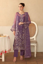 03 Piece Stitched Embroidered Chiffon Dress - Ready To Wear
