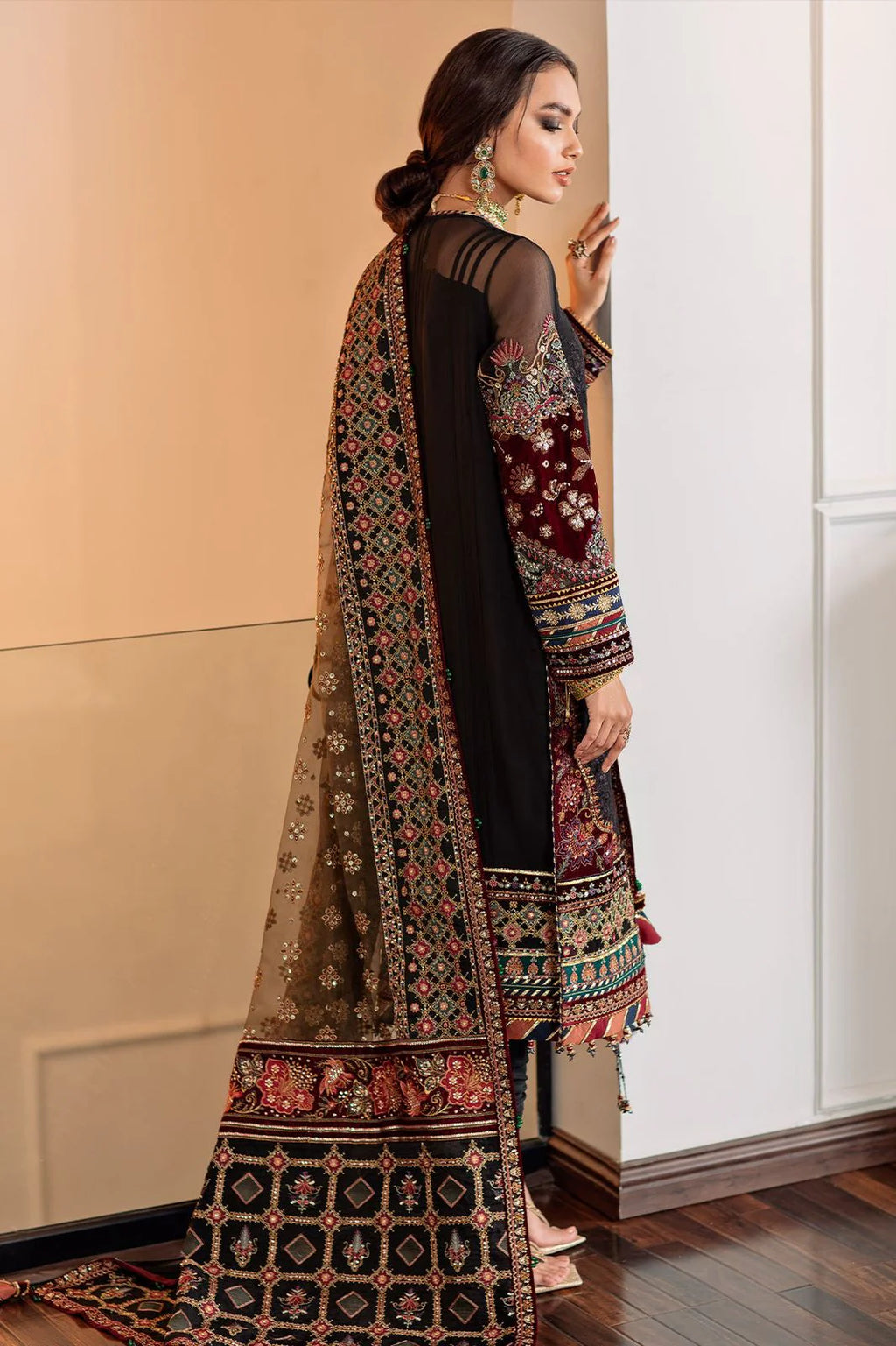 03 Piece Stitched Embroidered Chiffon Suit - Ready To Wear