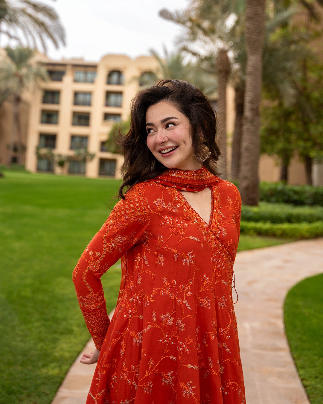 Embroidered Lawn Angarkha 3-Piece Stitched Suit with Chiffon Dupatta | Ready To Wear