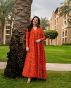 Embroidered Lawn Angarkha 3-Piece Stitched Suit with Chiffon Dupatta | Ready To Wear