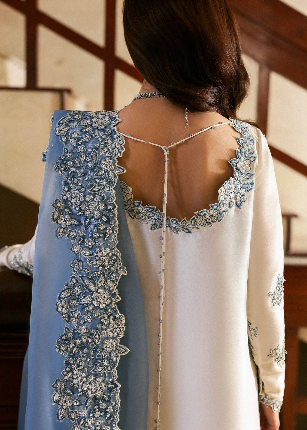 Embroidered Raw Silk 3-Piece Stitched Suit with Organza Dupatta | Ready To Wear