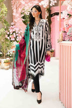 Dyed Embroidered Lawn 3-Piece Stitched Suit with Organza Patti & Chiffon Dupatta | Ready To Wear