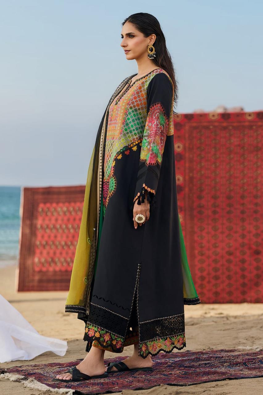 Heavy Embroidered Swiss Lawn 3-Piece Stitched Suit with Embroidered Chiffon Dupatta | Ready To Wear