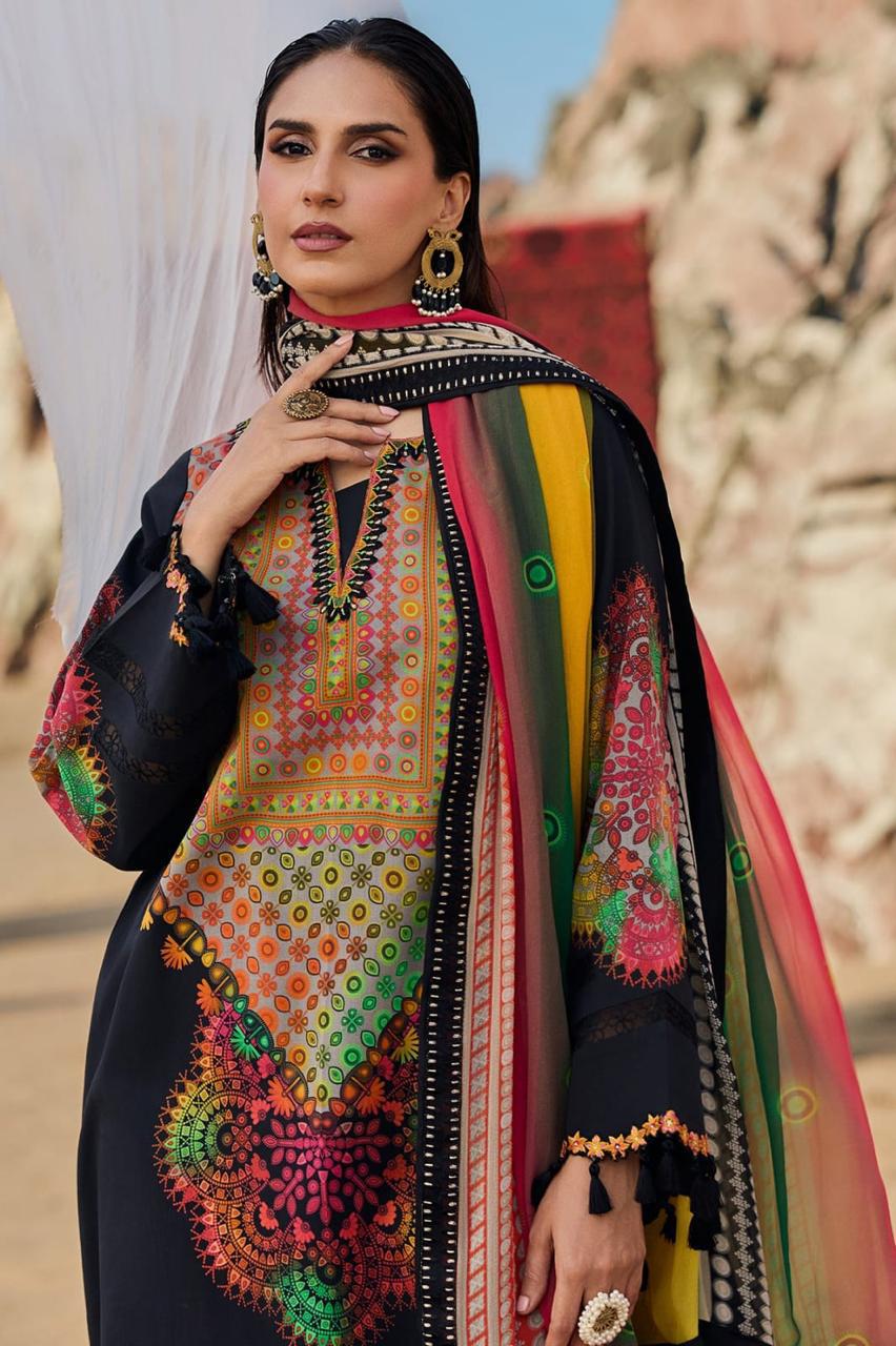 Heavy Embroidered Swiss Lawn 3-Piece Stitched Suit with Embroidered Chiffon Dupatta | Ready To Wear