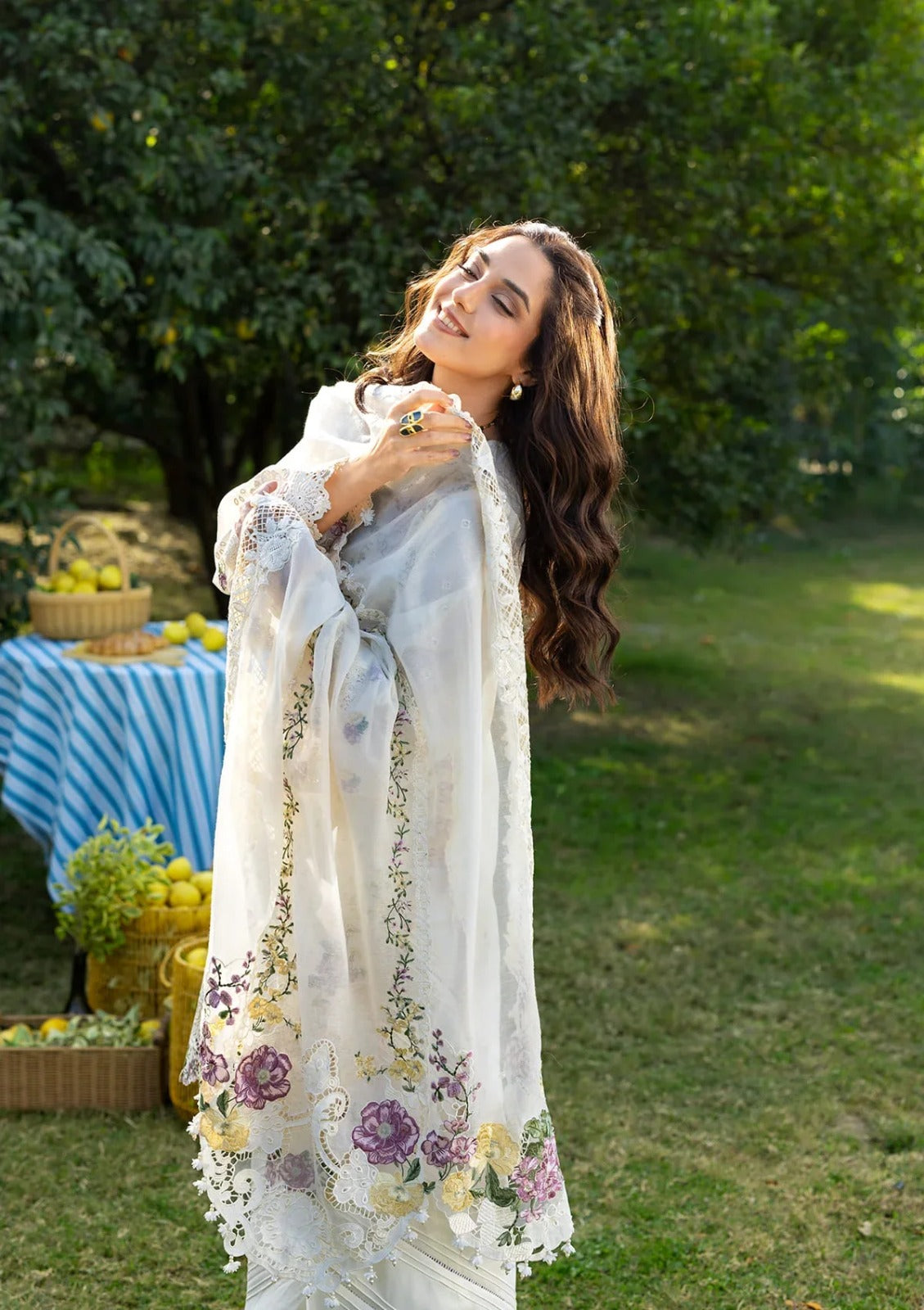 Embroidered Chikankari Lawn 3-Piece Stitched Suit with Jacquard Dupatta | Ready To Wear