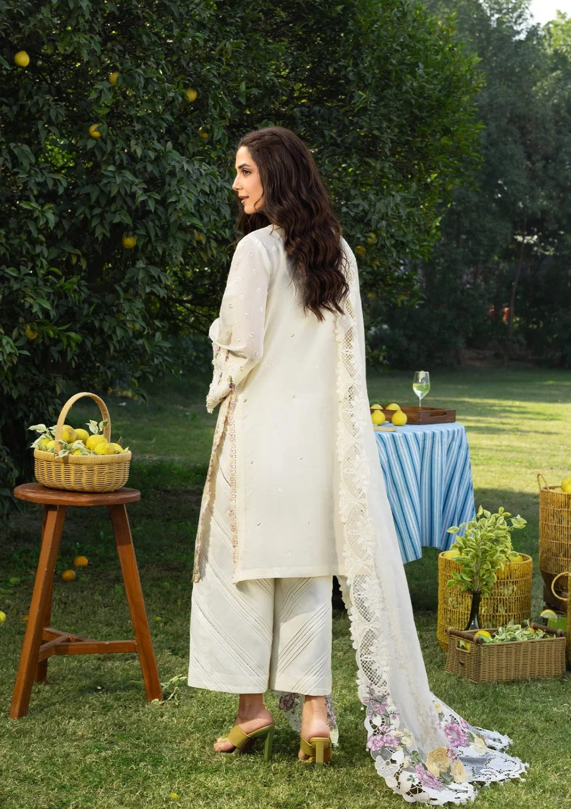 Embroidered Chikankari Lawn 3-Piece Stitched Suit with Jacquard Dupatta | Ready To Wear